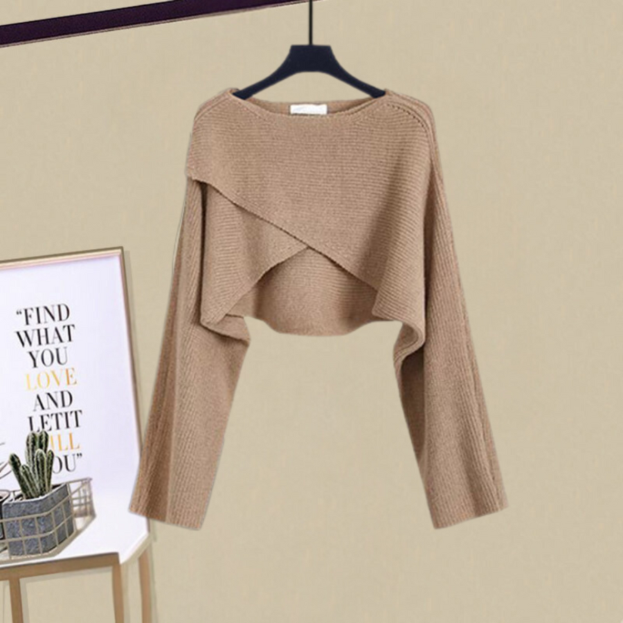 Damen Zweiteiler | Kurzer Pullover und ärmelloses Kleid