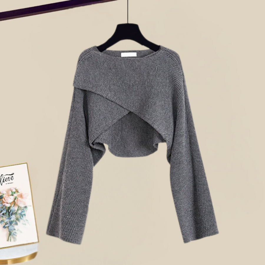 Damen Zweiteiler | Kurzer Pullover und ärmelloses Kleid