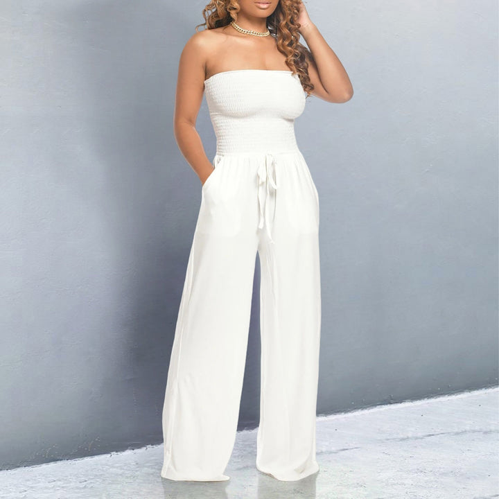 Damen Jumpsuit | Schulterfrei Weites Bein