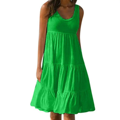 Damen Kleid | Ärmellos Gestuft Midi