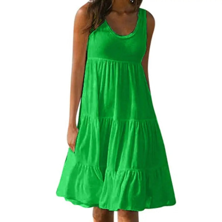 Damen Kleid | Ärmellos Gestuft Midi