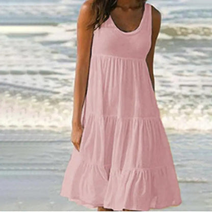 Damen Kleid | Ärmellos Gestuft Midi