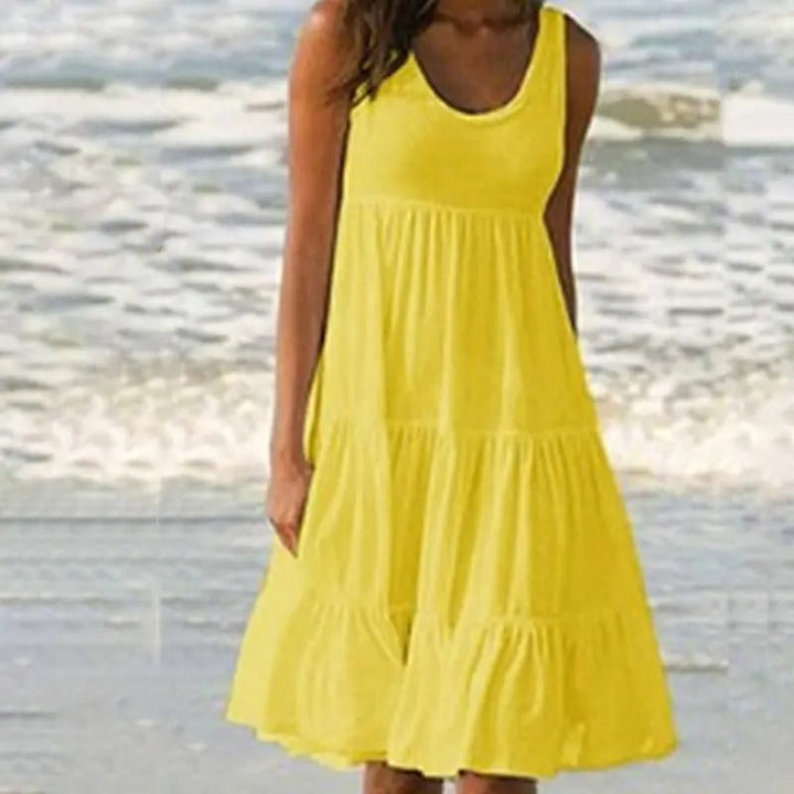 Damen Kleid | Ärmellos Gestuft Midi