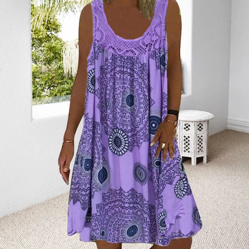 Damen Kleid | Ärmellos Boho Print