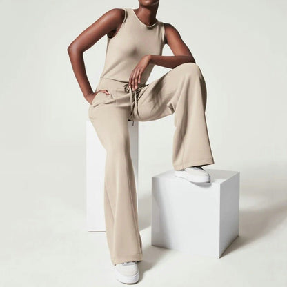 Damen Jumpsuit | Ärmellos und Kordelzugbund