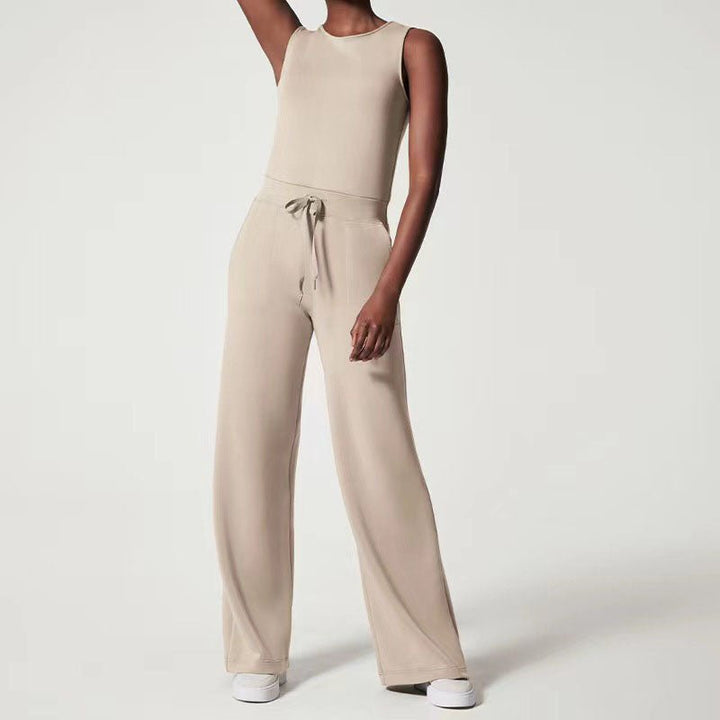 Damen Jumpsuit | Ärmellos und Kordelzugbund