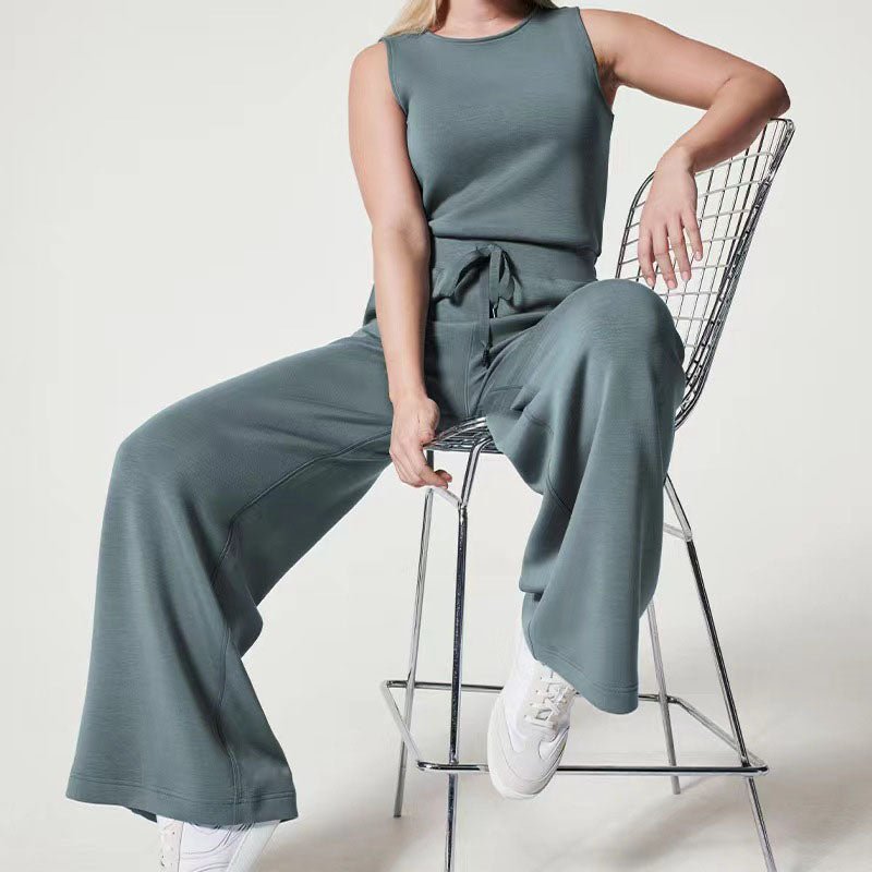 Damen Jumpsuit | Ärmellos und Kordelzugbund