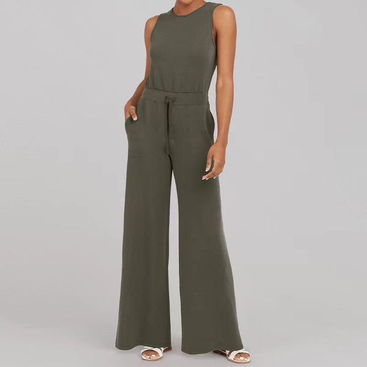 Damen Jumpsuit | Ärmellos und Kordelzugbund