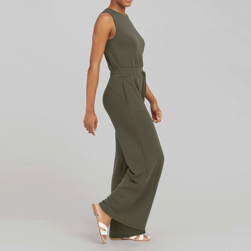 Damen Jumpsuit | Ärmellos und Kordelzugbund