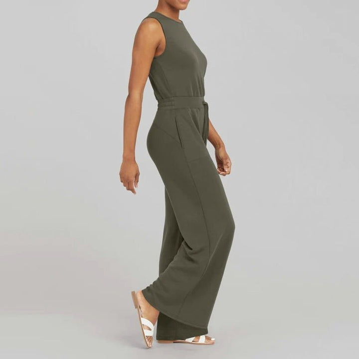 Damen Jumpsuit | Ärmellos und Kordelzugbund