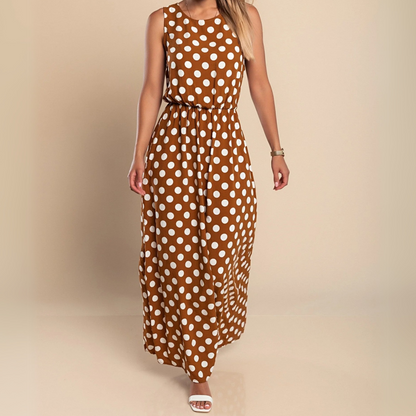 Damen Kleid | Punkte Rundhals Maxi
