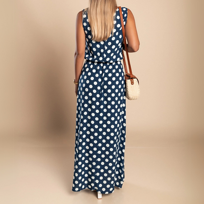 Damen Kleid | Punkte Rundhals Maxi