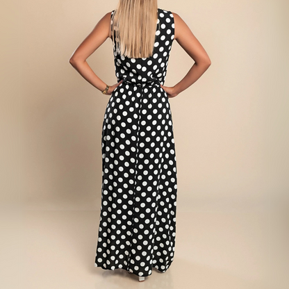 Damen Kleid | Punkte Rundhals Maxi