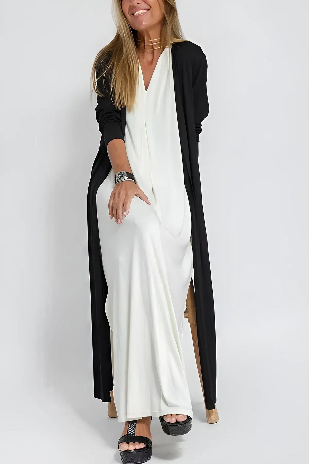 Damen Zweiteiler | Lang Kleid und Cardigan