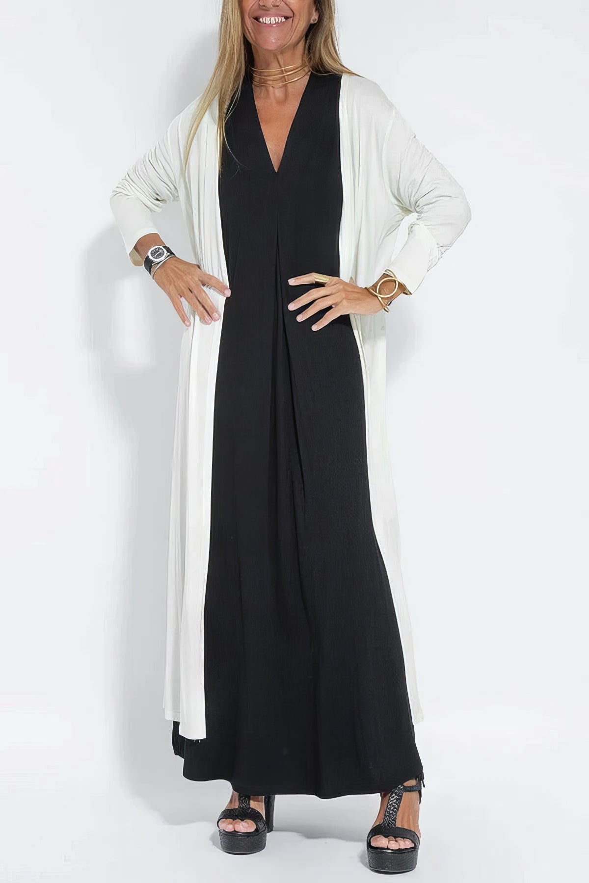 Damen Zweiteiler | Lang Kleid und Cardigan