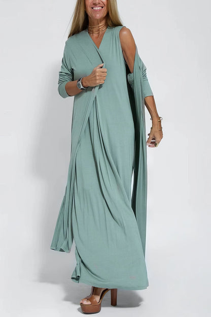 Damen Zweiteiler | Lang Kleid und Cardigan