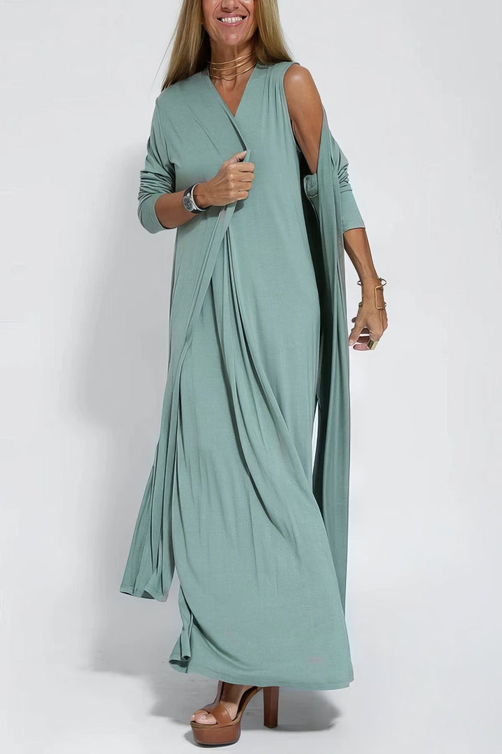 Damen Zweiteiler | Lang Kleid und Cardigan